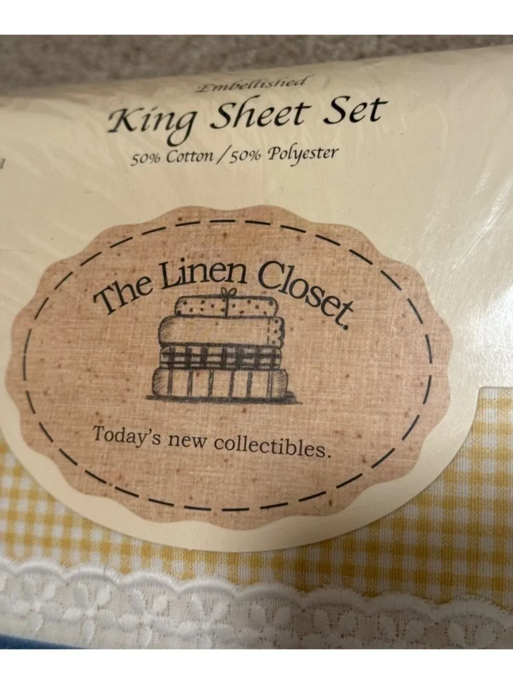 The Linen Closet Gingham Check King Sheet Set New Country Cottage Farmhouse Boho